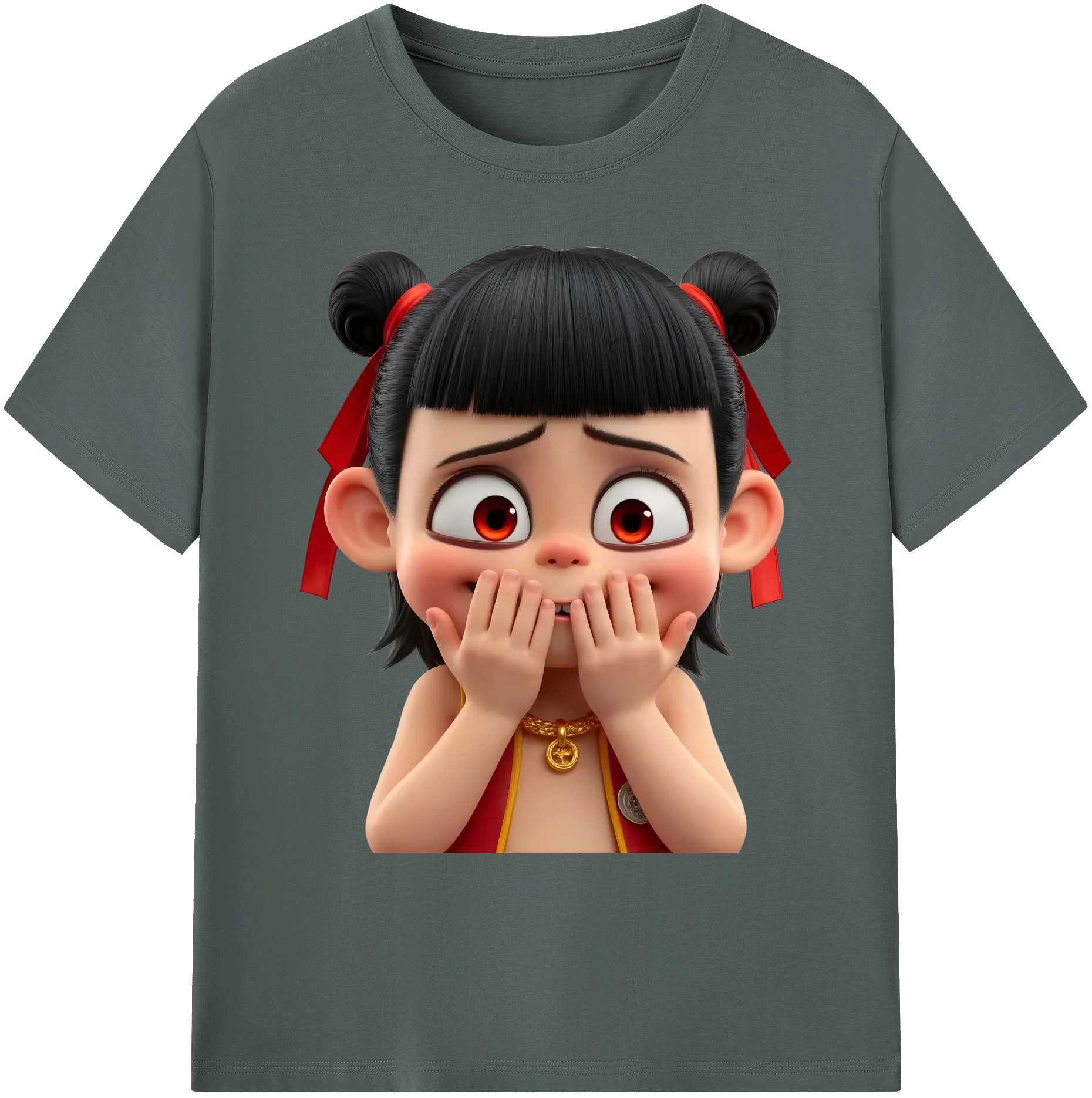 （画像用） Ne Zha 2 ナタ 魔童の大暴れ 綿100％ メンズ半袖Tシャツ｜肌触りやわらか＆通気性